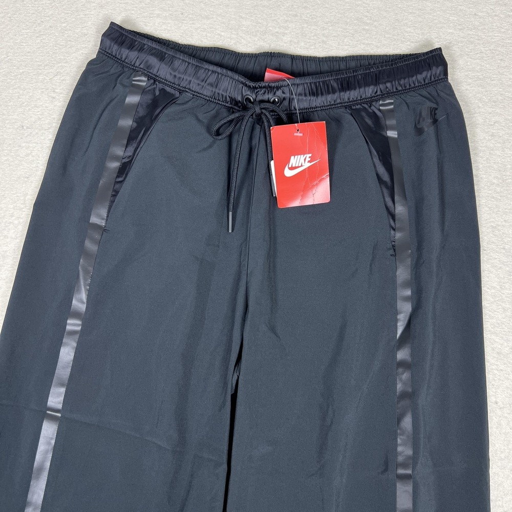 Nike Pants Womens Small Black Wide Leg Track Elastic Waist Stripe 655324-095‎